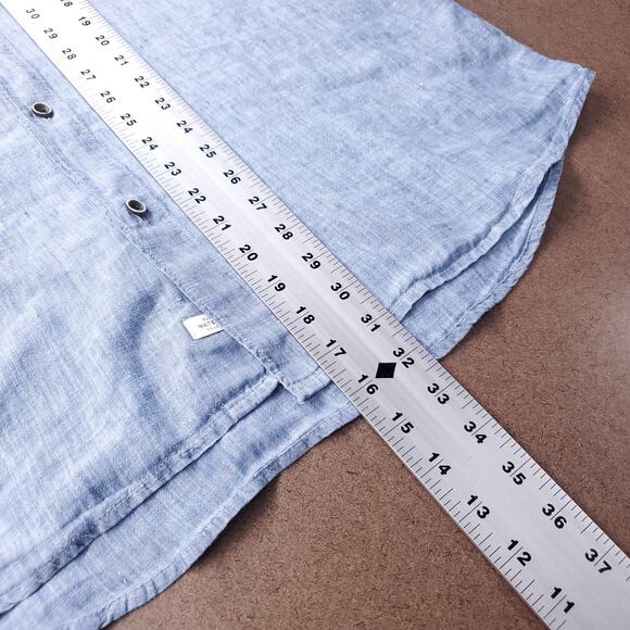 Quiksilver Waterman Button Up Shirt Mens L Blue Long Sleeve Linen Casual Preppy - Picture 6 of 12